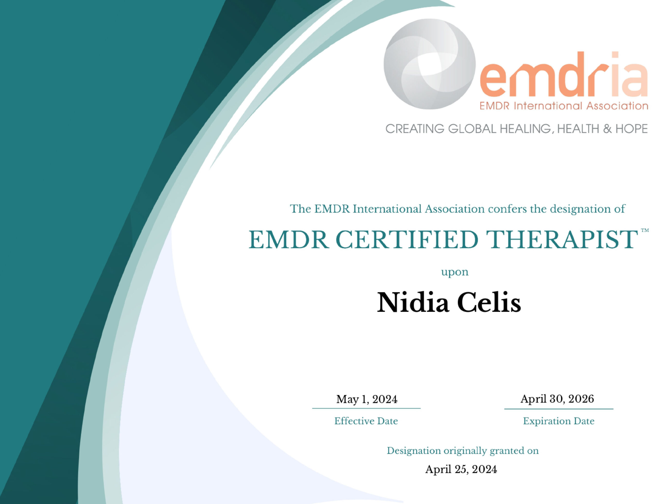 Certificate_EMDR Certified Therapist