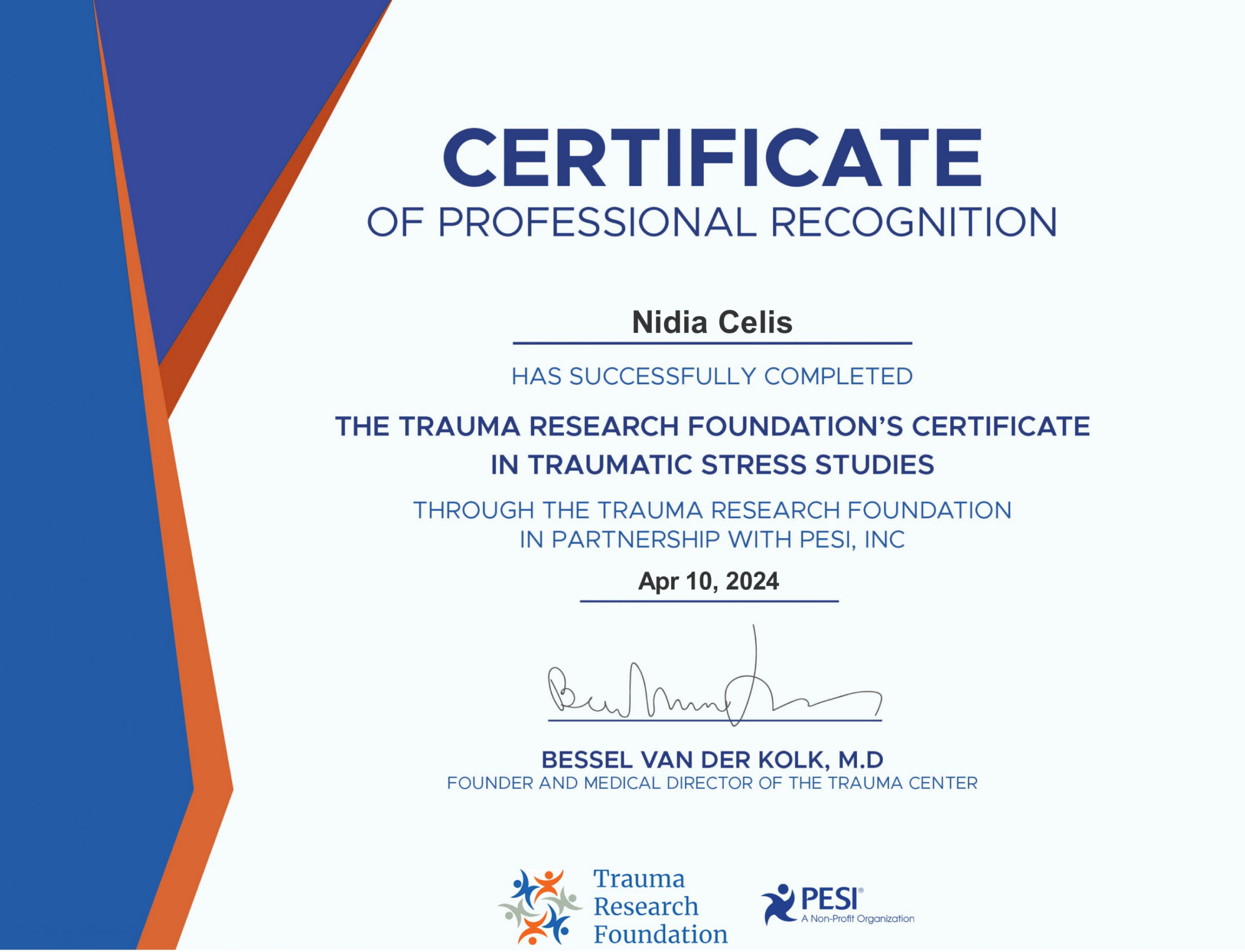 Certificate_Traumatic stress studies